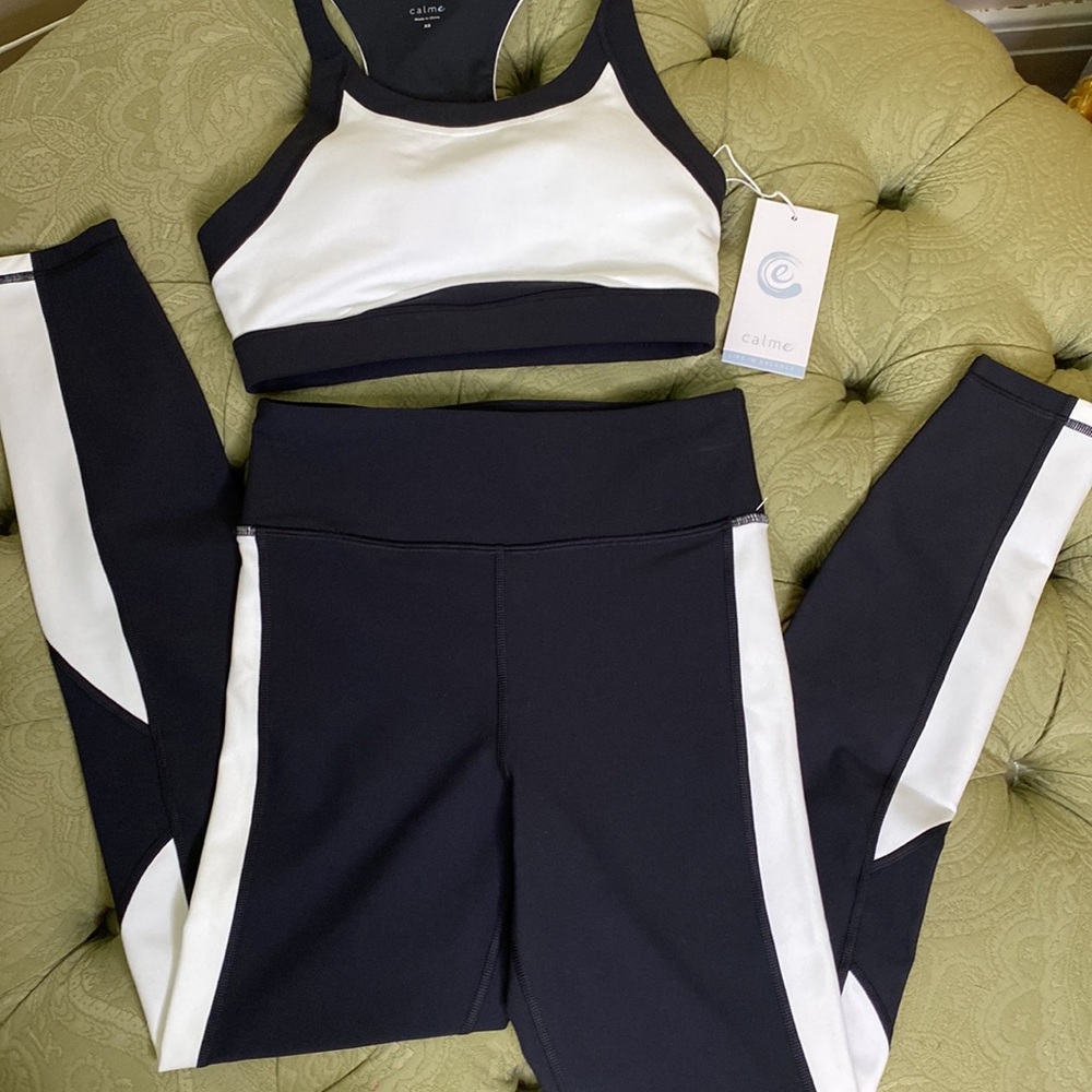 Johnny Was Calme Color Blocked Sports Bra & Leggings Set Size XS NWT Retail $206